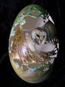 Christel Assante, Oeufs sculptés, egg carving 